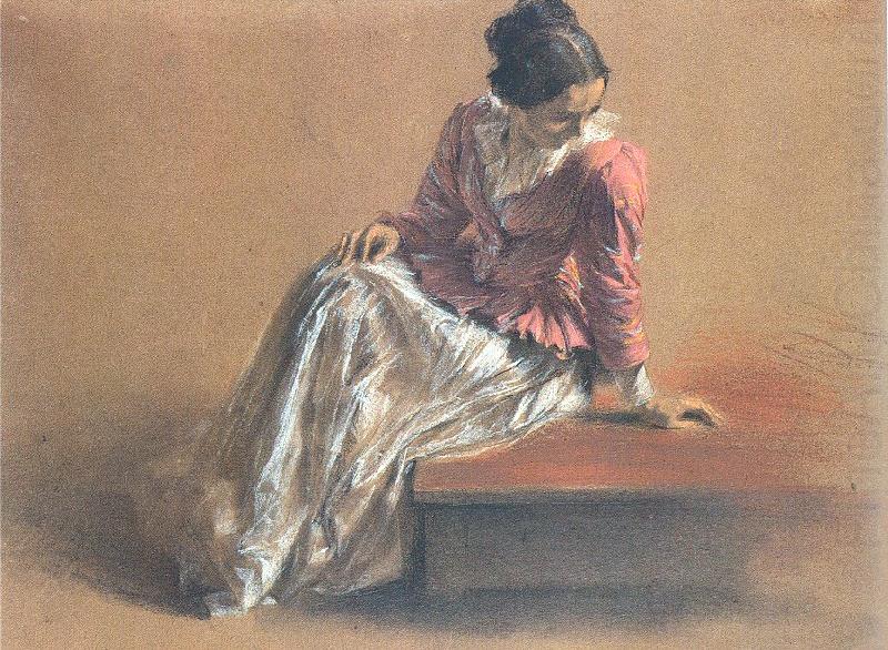 Costume Study of a Seated Woman: The Artist's Sister Emilie, Adolph von Menzel